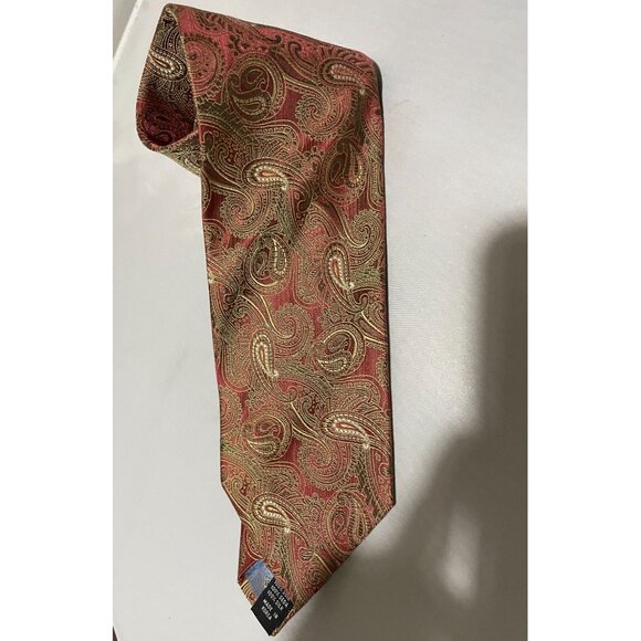 Alexander Julian Colours Men's Silk Tie Red Gold Paisley - Picture 7 of 10